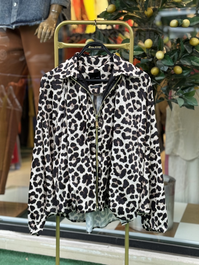 LEOPAR TOK SATEN BOMBER CEKET 