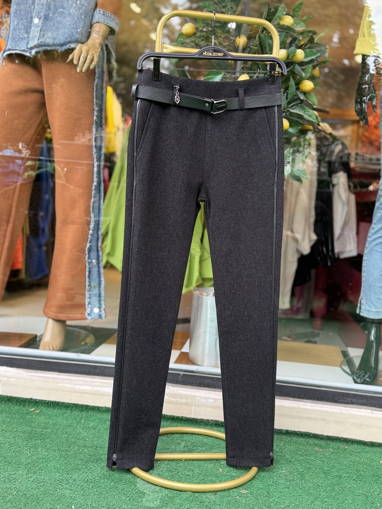 KAŞE DAR PAÇA PANTALON ESNEK KORSELİ 