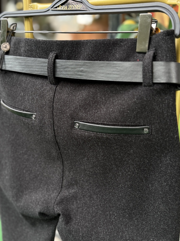 KAŞE DAR PAÇA PANTALON ESNEK KORSELİ 