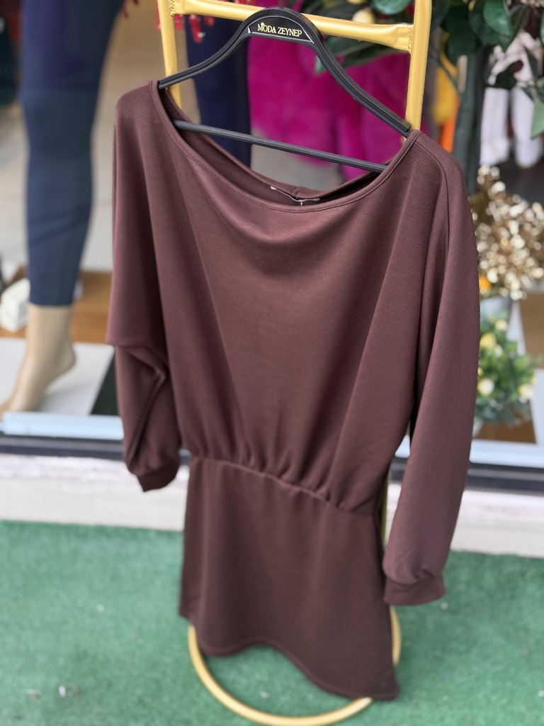 MODAL KUMAŞ DÜŞÜK OMUZ ELBİSE🌸