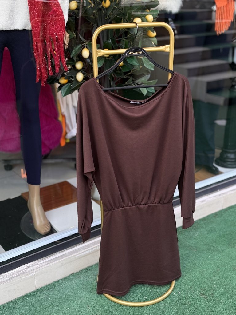 MODAL KUMAŞ DÜŞÜK OMUZ ELBİSE🌸