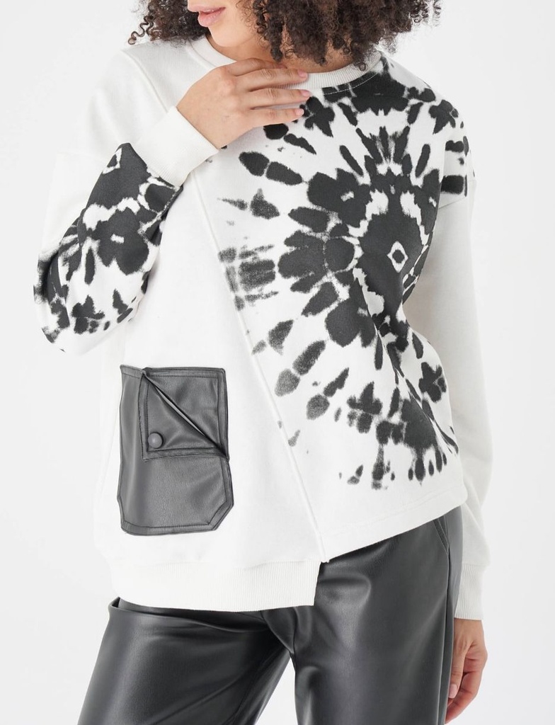 TASARIM DERİ DETAYLI SWEAT