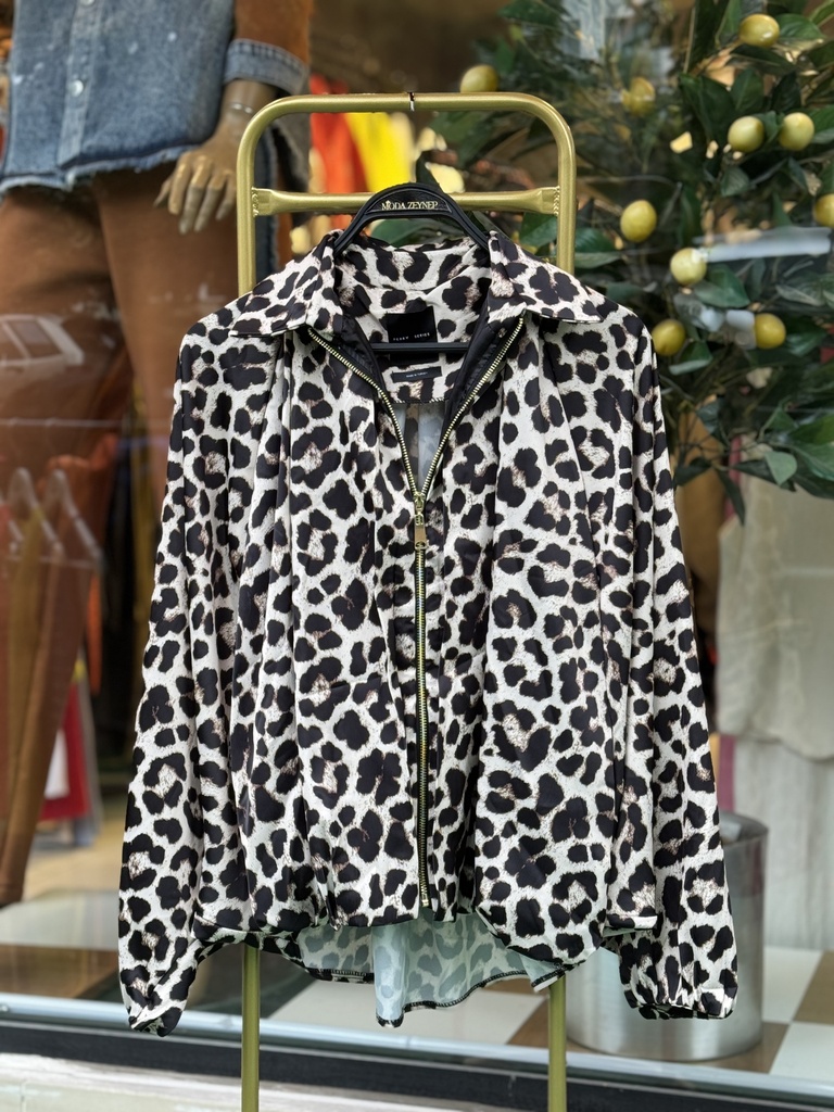 LEOPAR TOK SATEN BOMBER CEKET 
